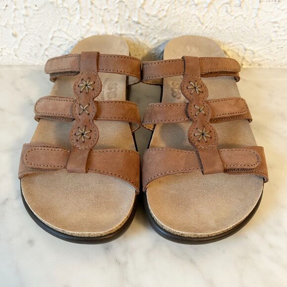 SAS Brown Leather Sandals Women’s Size 6.5 Tripad Comfort Cushion Made in USA - Picture 1 of 8